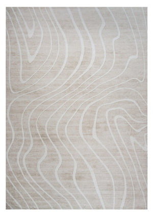 HomeRoots 5' Beige and Ivory Abstract Distressed Area Rug – Stylish, Durable, and Stain-Resistant for Homes 7' X 10' 530529