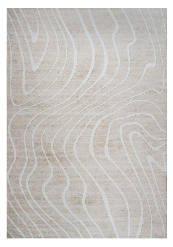 HomeRoots 5' Beige and Ivory Abstract Distressed Area Rug – Stylish, Durable, and Stain-Resistant for Homes 7' X 10' 530529