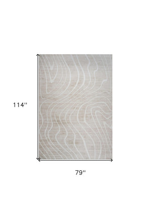 HomeRoots 5' Beige and Ivory Abstract Distressed Area Rug – Stylish, Durable, and Stain-Resistant for Homes 7' X 10' 530529