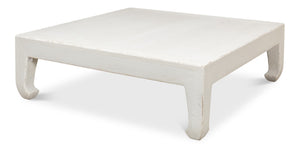 Sarreid Classic Chinese Coffee Table - Elegant White Finish, Reclaimed Pine Craftsmanship For Timeless Charm White  53053