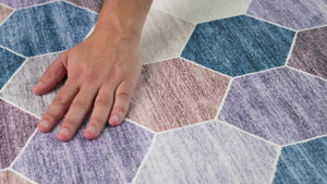 Homeroots 4' X 6' Ivory And Blue Geometric Distressed Area Rug  Polyester 530531