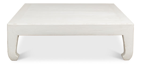 Sarreid Classic Chinese Coffee Table - Elegant White Finish, Reclaimed Pine Craftsmanship For Timeless Charm White  53053