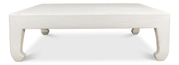 Sarreid Classic Chinese Coffee Table - Elegant White Finish, Reclaimed Pine Craftsmanship For Timeless Charm White  53053