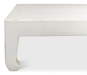 Sarreid Classic Chinese Coffee Table - Elegant White Finish, Reclaimed Pine Craftsmanship For Timeless Charm White  53053