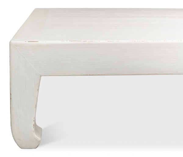 Sarreid Classic Chinese Coffee Table - Elegant White Finish, Reclaimed Pine Craftsmanship For Timeless Charm White  53053