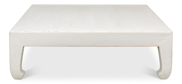 Sarreid Classic Chinese Coffee Table - Elegant White Finish, Reclaimed Pine Craftsmanship For Timeless Charm White  53053