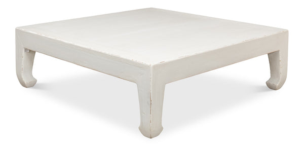 Sarreid Classic Chinese Coffee Table - Elegant White Finish, Reclaimed Pine Craftsmanship For Timeless Charm White  53053