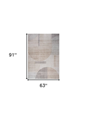 Homeroots 5' X 8' Beige And Brown Abstract Distressed Area Rug  Polyester 530540