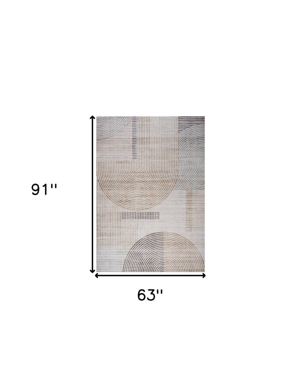 Homeroots 5' X 8' Beige And Brown Abstract Distressed Area Rug  Polyester 530540