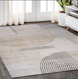 Homeroots 5' X 8' Beige And Brown Abstract Distressed Area Rug  Polyester 530540