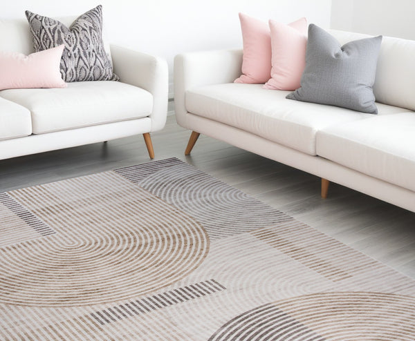 Homeroots 7' X 10' Beige And Brown Abstract Distressed Area Rug  Polyester 530541