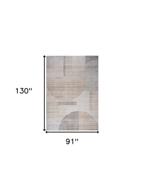 Homeroots 8' X 11' Beige And Brown Abstract Distressed Area Rug  Polyester 530542