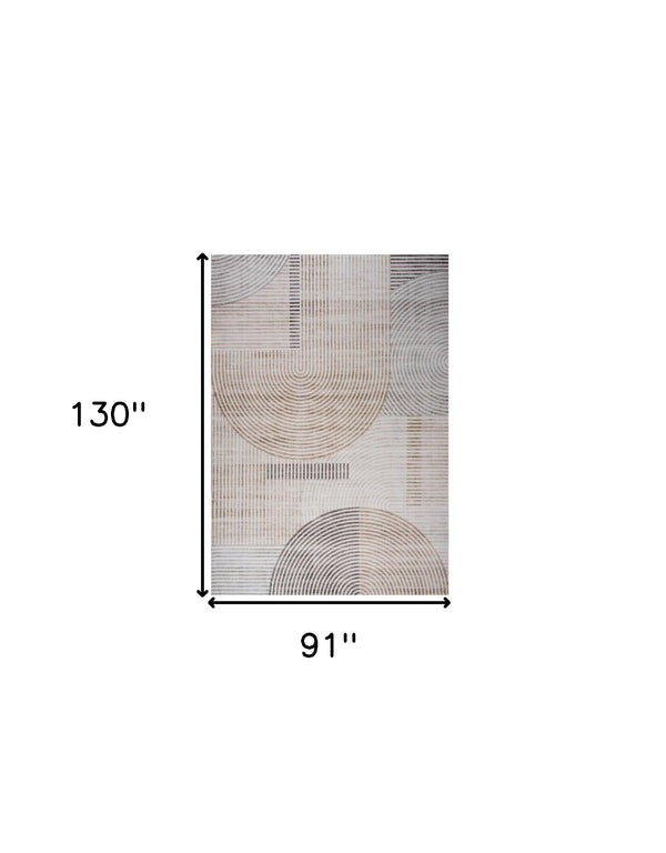 Homeroots 8' X 11' Beige And Brown Abstract Distressed Area Rug  Polyester 530542