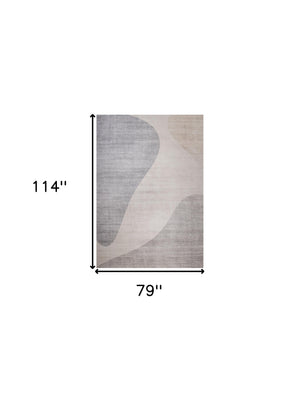 Homeroots 7' X 10' Beige And Brown Abstract Distressed Area Rug  Polyester 530545