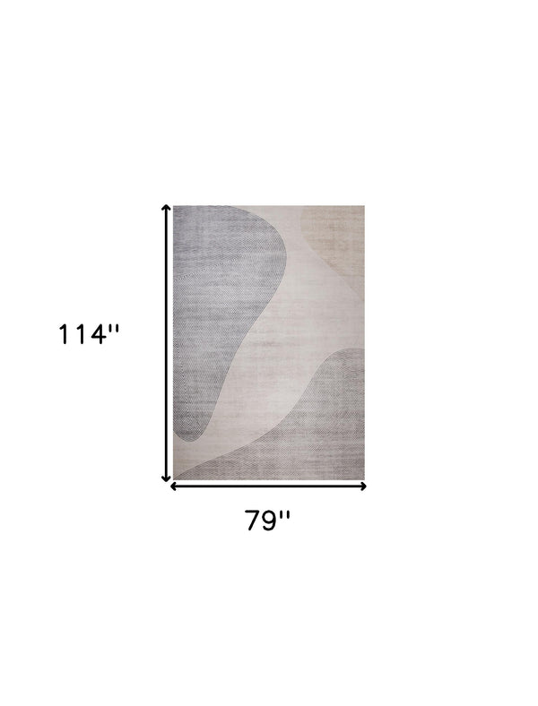 Homeroots 7' X 10' Beige And Brown Abstract Distressed Area Rug  Polyester 530545