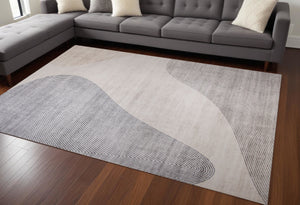 Homeroots 7' X 10' Beige And Brown Abstract Distressed Area Rug  Polyester 530545