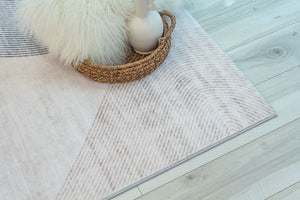 HomeRoots 8' X 11' Beige and Brown Abstract Distressed Area Rug - Stylish, Durable, Family-Friendly Home Decor! 530546