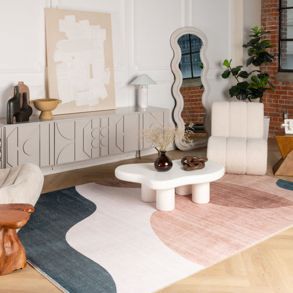 HomeRoots 5' Abstract Beige and Green Distressed Area Rug - Stylish, Durable, Perfect for Any Space! 530548