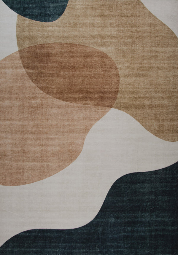 Homeroots 7' X 10' Beige And Green Abstract Distressed Area Rug  Polyester 530549