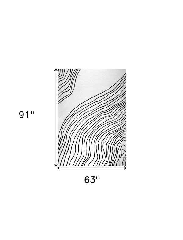 Homeroots 5' X 8' Black And White Abstract Distressed Area Rug  Polyester 530552