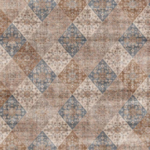 HomeRoots 5' Floral Distressed Area Rug in Brown and Blue - Timeless Style, Soft Comfort, and Durable Design 5' X 8' 530556