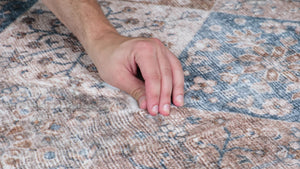 Homeroots 5' X 8' Brown And Blue Floral Distressed Area Rug  Polyester 530556