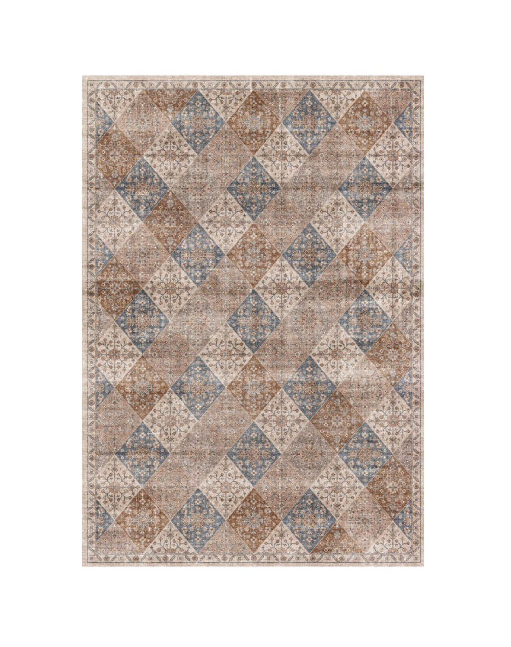 Homeroots 7' X 10' Brown And Blue Floral Distressed Area Rug  Polyester 530557