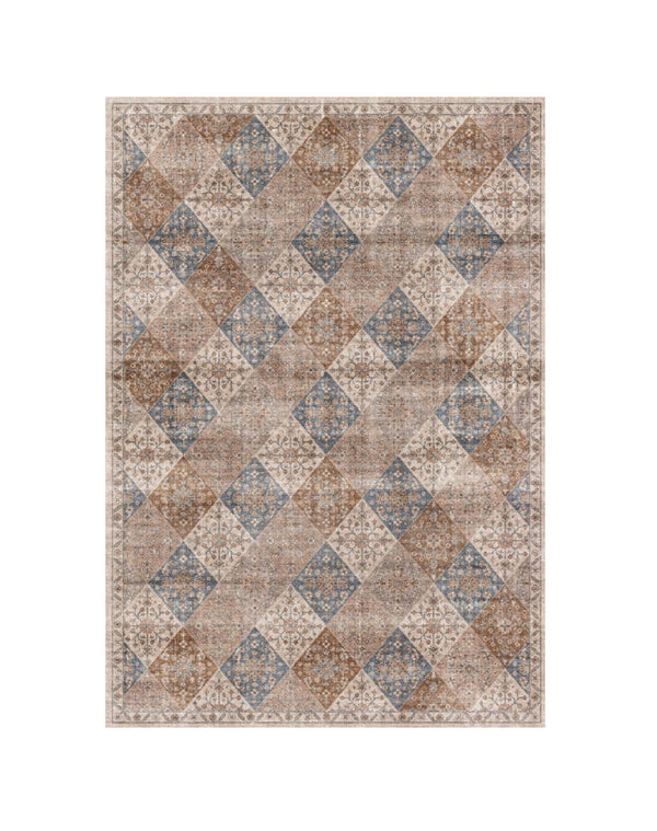 Homeroots 8' X 11' Brown And Blue Floral Distressed Area Rug  Polyester 530558