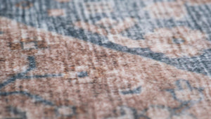 Homeroots 8' X 11' Brown And Blue Floral Distressed Area Rug  Polyester 530558