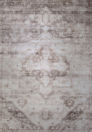 Homeroots 4' X 6' Brown And Ivory Oriental Area Rug  Polyester 530559