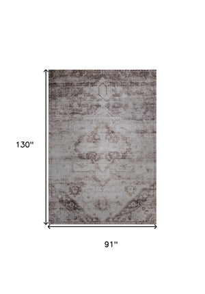 Homeroots 8' X 11' Brown And Ivory Oriental Area Rug  Polyester 530562