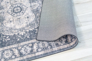 Homeroots 7' X 10' Black And Gray Oriental Area Rug  Polyester 530569