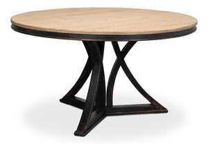 Sarreid Flying Buttress Dining Table In Antique Black With Natural Finishes - Stunning Pine Craftsmanship Black  53057-5