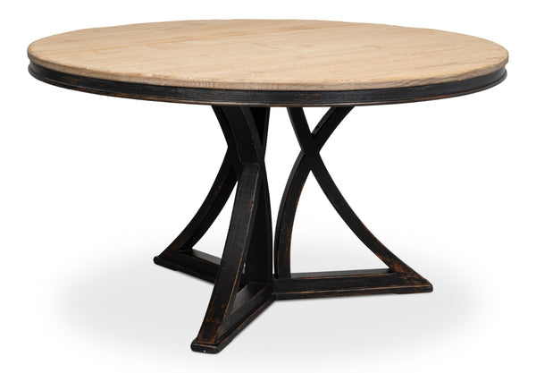 Sarreid Flying Buttress Dining Table In Antique Black With Natural Finishes - Stunning Pine Craftsmanship Black  53057-5