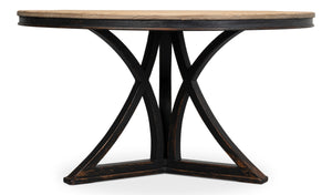Sarreid Flying Buttress Dining Table In Antique Black With Natural Finishes - Stunning Pine Craftsmanship Black  53057-5