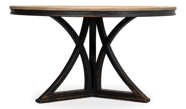 Sarreid Flying Buttress Dining Table In Antique Black With Natural Finishes - Stunning Pine Craftsmanship Black  53057-5
