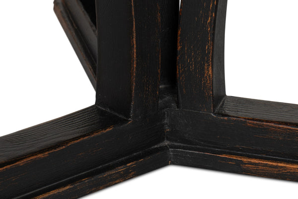 Sarreid Flying Buttress Dining Table In Antique Black With Natural Finishes - Stunning Pine Craftsmanship Black  53057-5