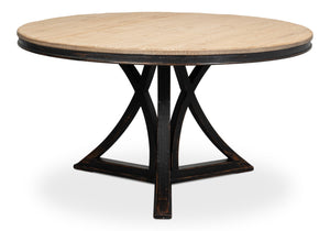 Sarreid Flying Buttress Dining Table In Antique Black With Natural Finishes - Stunning Pine Craftsmanship Black  53057-5
