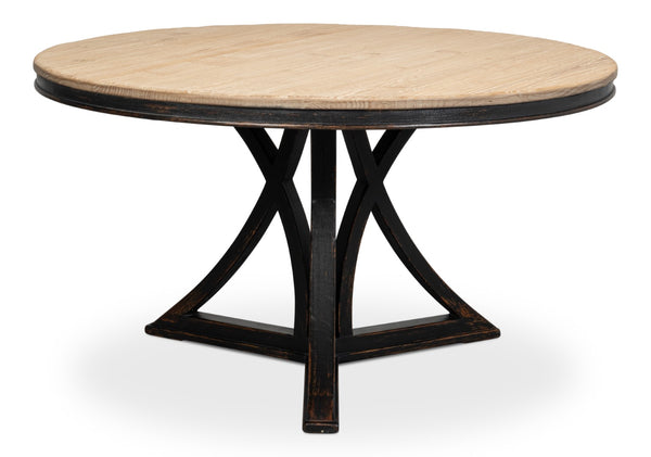 Sarreid Flying Buttress Dining Table In Antique Black With Natural Finishes - Stunning Pine Craftsmanship Black  53057-5
