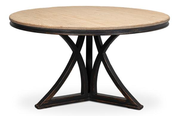Sarreid Flying Buttress Dining Table In Antique Black With Natural Finishes - Stunning Pine Craftsmanship Black  53057-5