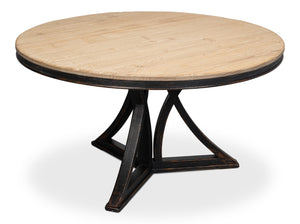 Sarreid Flying Buttress Dining Table In Antique Black With Natural Finishes - Stunning Pine Craftsmanship Black  53057-5