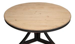 Sarreid Flying Buttress Dining Table In Antique Black With Natural Finishes - Stunning Pine Craftsmanship Black  53057-5