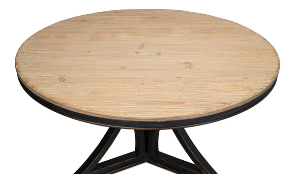 Sarreid Flying Buttress Dining Table In Antique Black With Natural Finishes - Stunning Pine Craftsmanship Black  53057-5