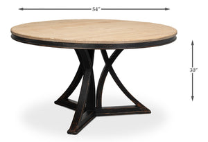 Sarreid Flying Buttress Dining Table In Antique Black With Natural Finishes - Stunning Pine Craftsmanship Black  53057-5