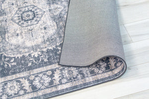 HomeRoots 5' Black and Gray Oriental Area Rug - Timeless Elegance with Stain Resistance for Busy Homes 8' X 11' 530570