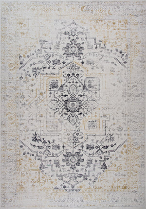 Homeroots 7' X 10' Gray And Gold Oriental Area Rug  Polyester 530573