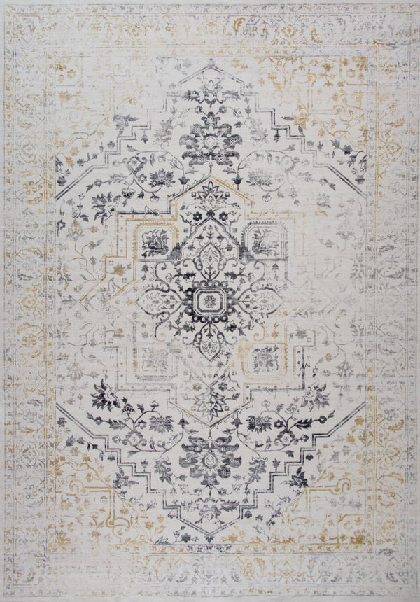 Homeroots 7' X 10' Gray And Gold Oriental Area Rug  Polyester 530573