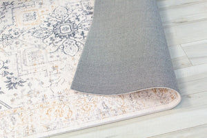 Homeroots 7' X 10' Gray And Gold Oriental Area Rug  Polyester 530573