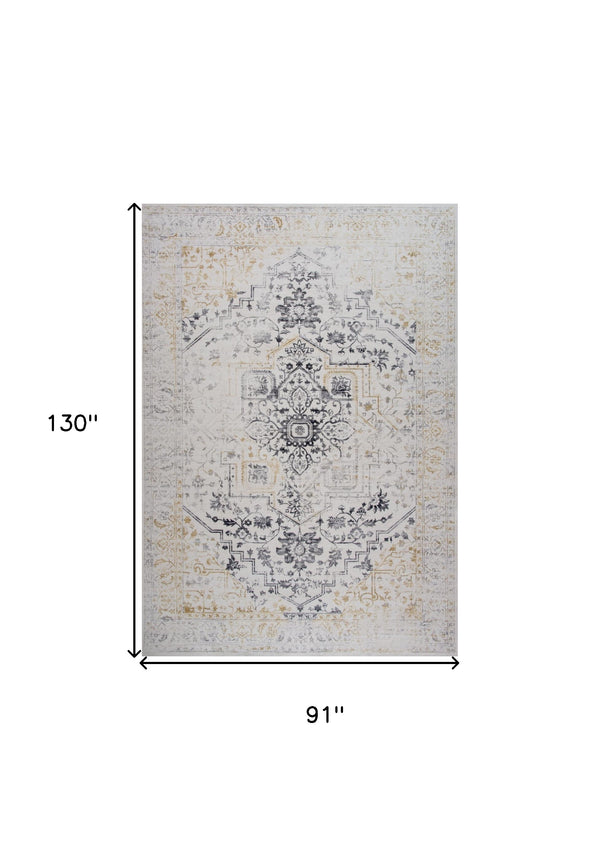 Homeroots 8' X 11' Gray And Gold Oriental Area Rug  Polyester 530574