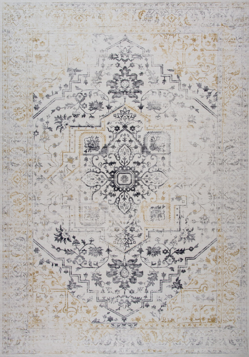 Homeroots 8' X 11' Gray And Gold Oriental Area Rug  Polyester 530574